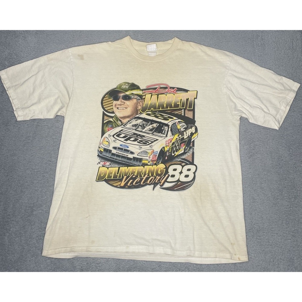 Vintage Y2K Dale Jarrett Chase Authentics UPS‎ NASCAR Full Print Shirt Mens XL